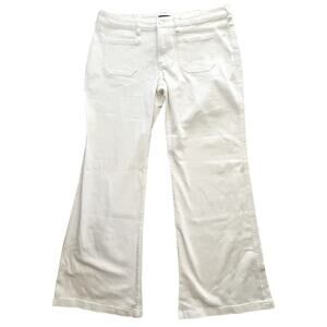 NWT Flamingals Vintage Pocket Mid-Rise Wide Leg White Jeans Women's XL 35X32